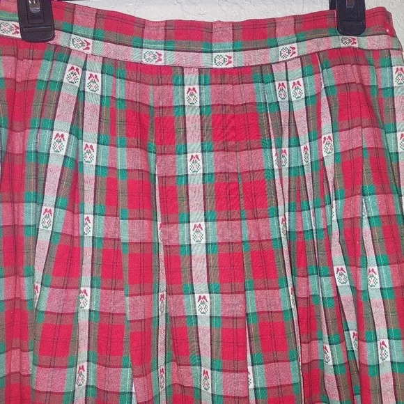 90s Bechamel Christmas Plaid Maxi Holiday Skirt Cotton Folk Skirt Red & Green 12 - Picture 4 of 10